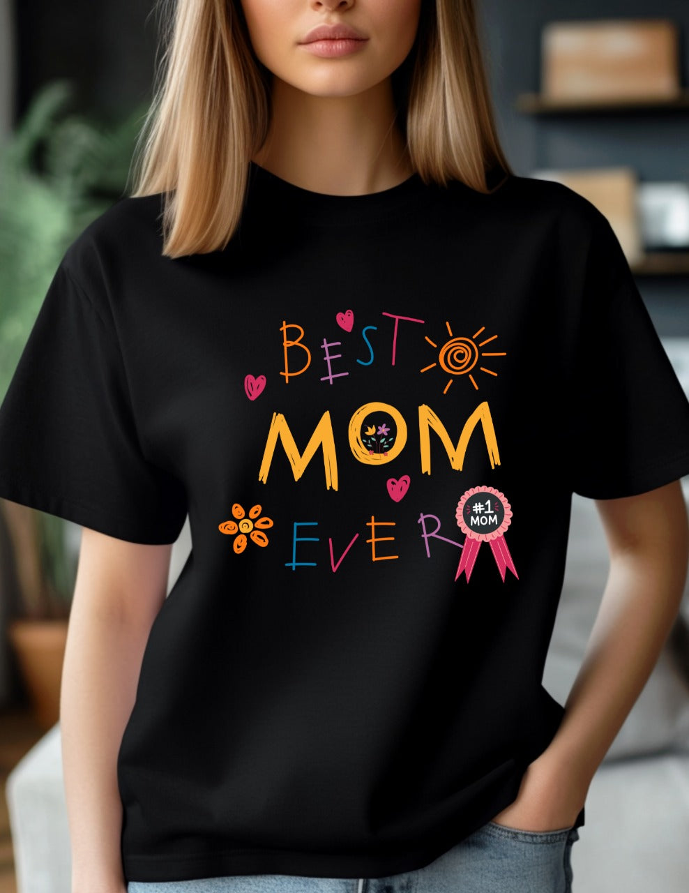 "Best Mom Ever" Colorful Graphic T-Shirt