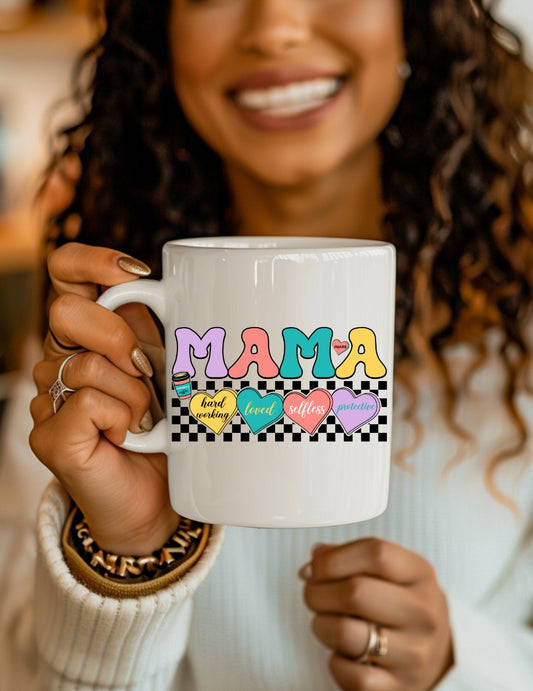 "MAMA" Colorful Heart Design Mug